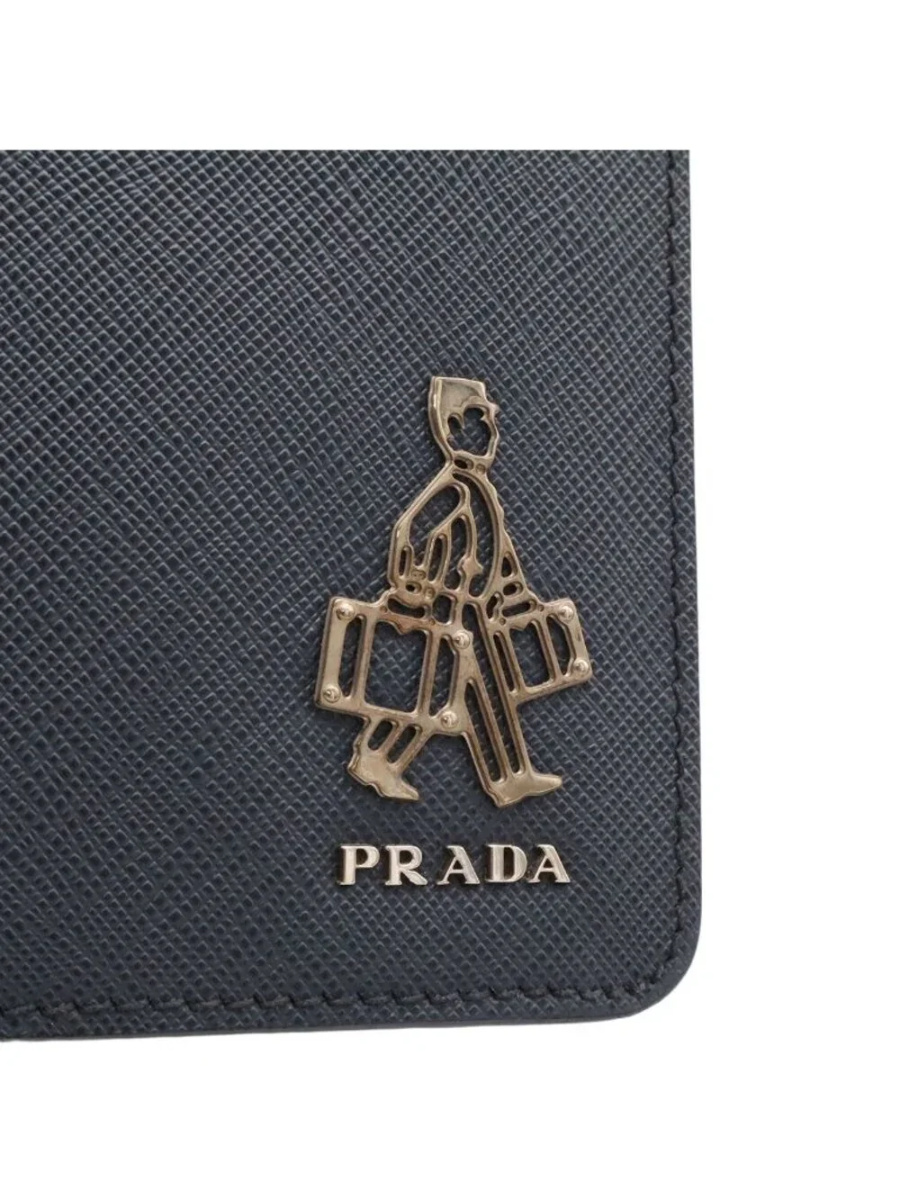 Prada Porter Collaboration Saffiano Clutch Leather Navy Silver